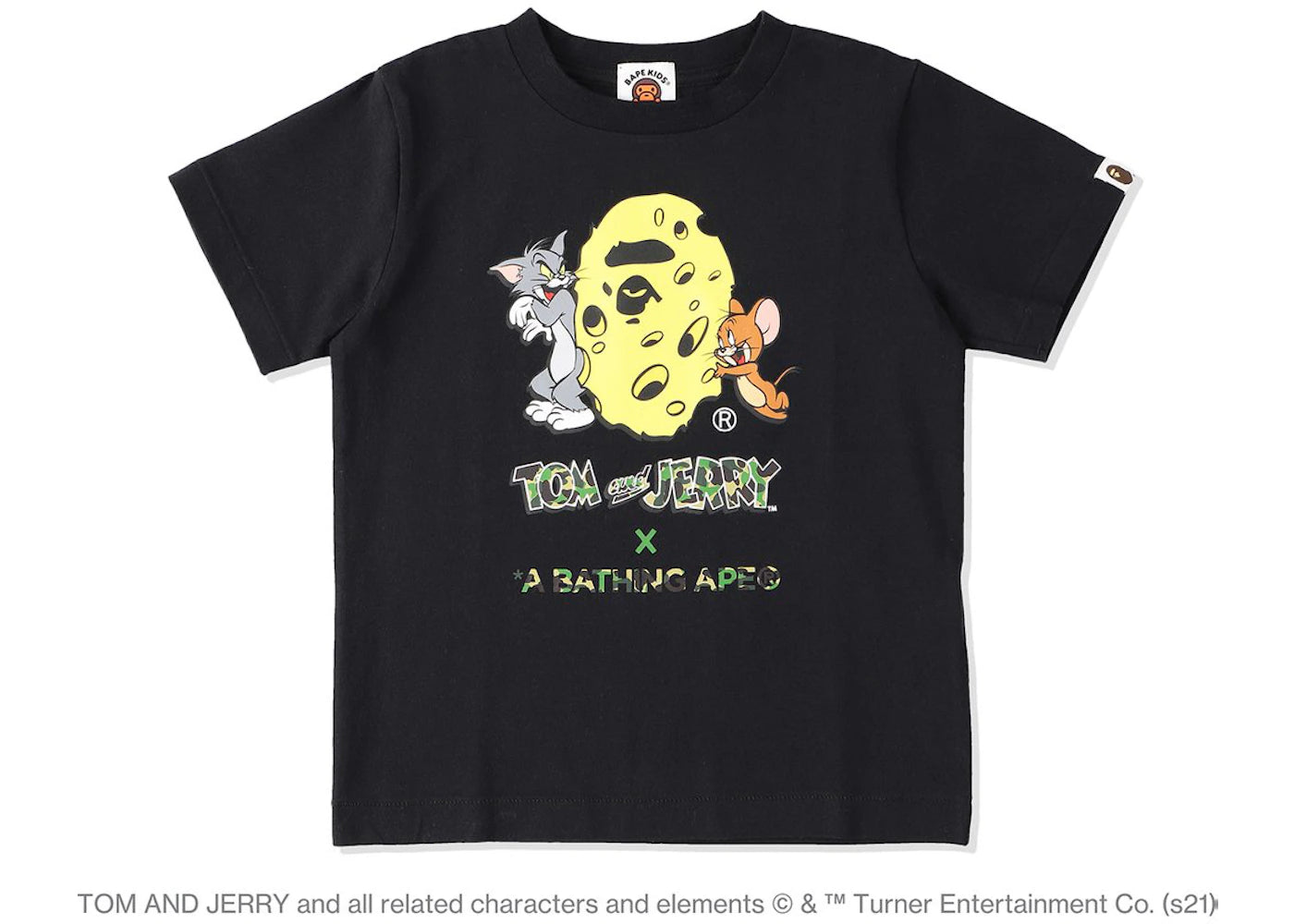 BAPE x Tom and Jerry Cheese Ape Head Tee Black