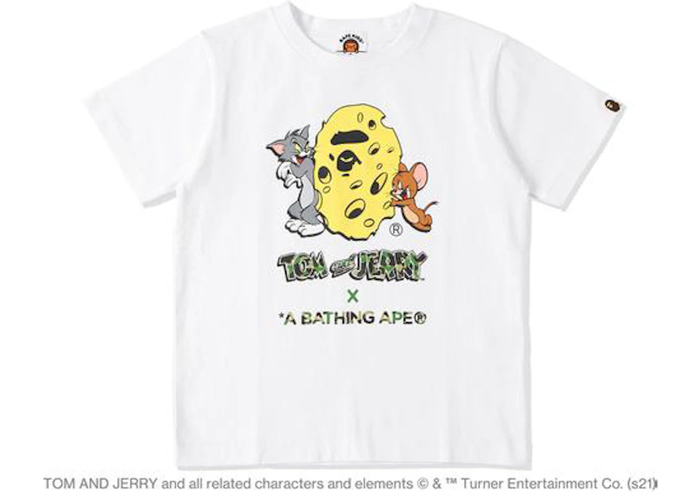BAPE x Tom and Jerry Cheese Ape Head Womens Tee White