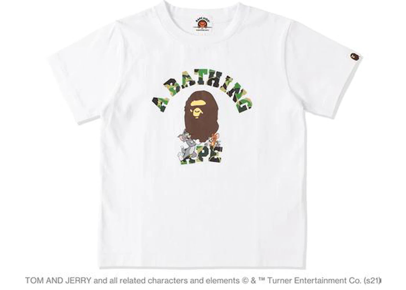 BAPE x Tom and Jerry College Kids Tee White