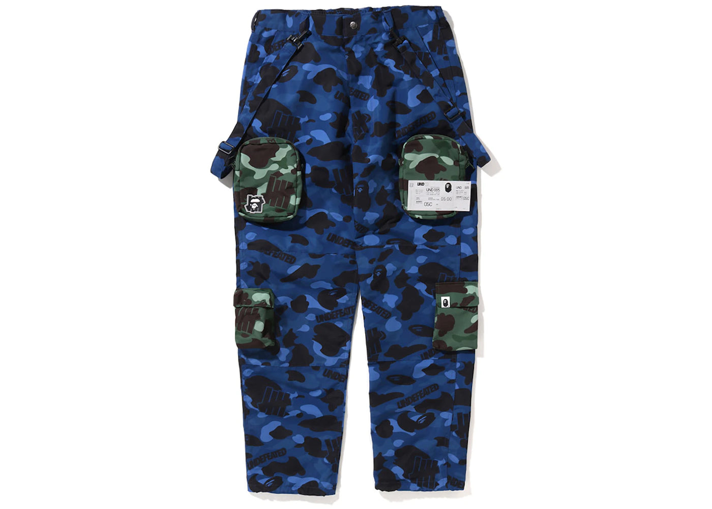 BAPE x Undefeated Camo Multi Pouch Pocket Pants Navy