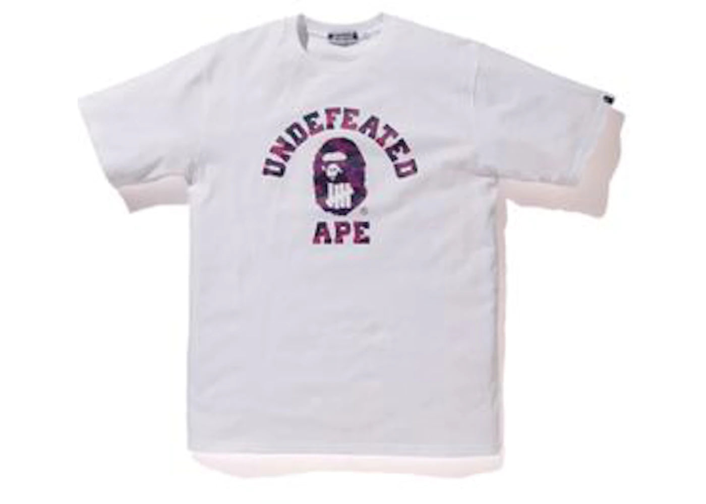 BAPE x Undefeated Color Camo College Tee White