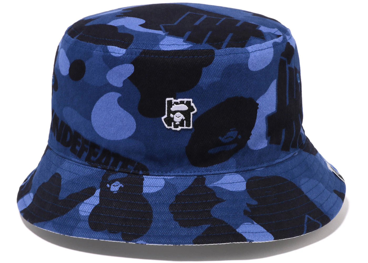 BAPE x Undefeated Color Camo Flannel Bucket Hat Navy