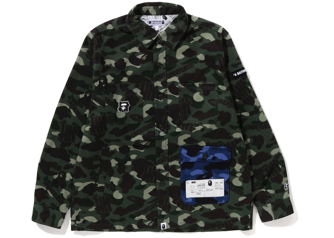 BAPE x Undefeated Color Camo Flannel Jacket Green Blue