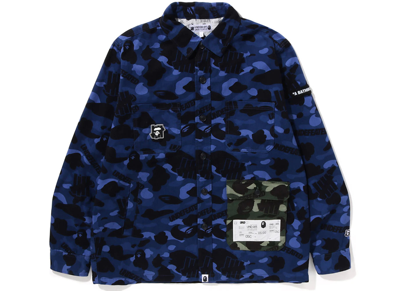 BAPE x Undefeated Color Camo Flannel Jacket Navy