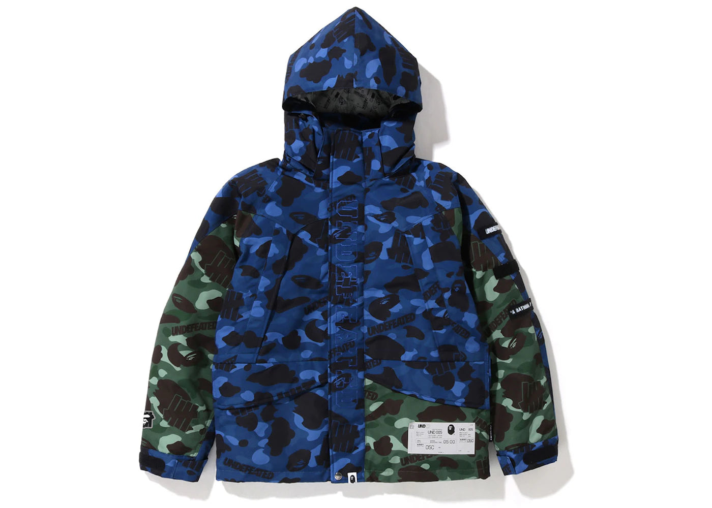 BAPE x Undefeated Color Camo Snowboard Down Jacket Navy