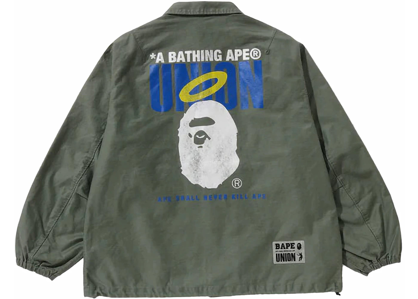 BAPE x Union Pigment Dyed Coach Jacket Olivedrab
