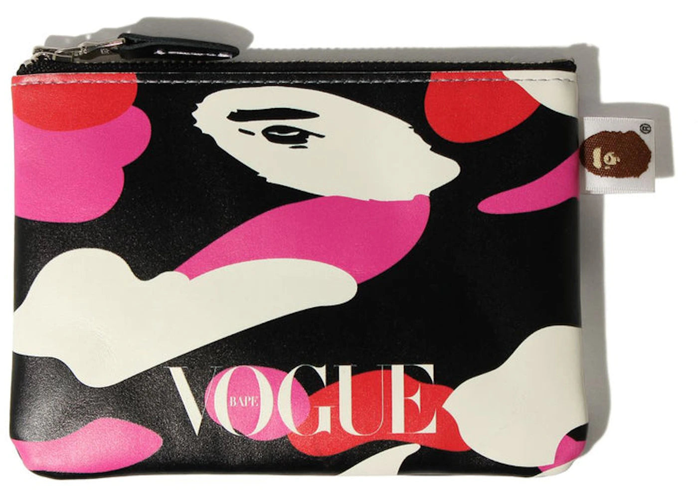 BAPE x VOGUE ABC Camo Leather Pouch Black Pink White