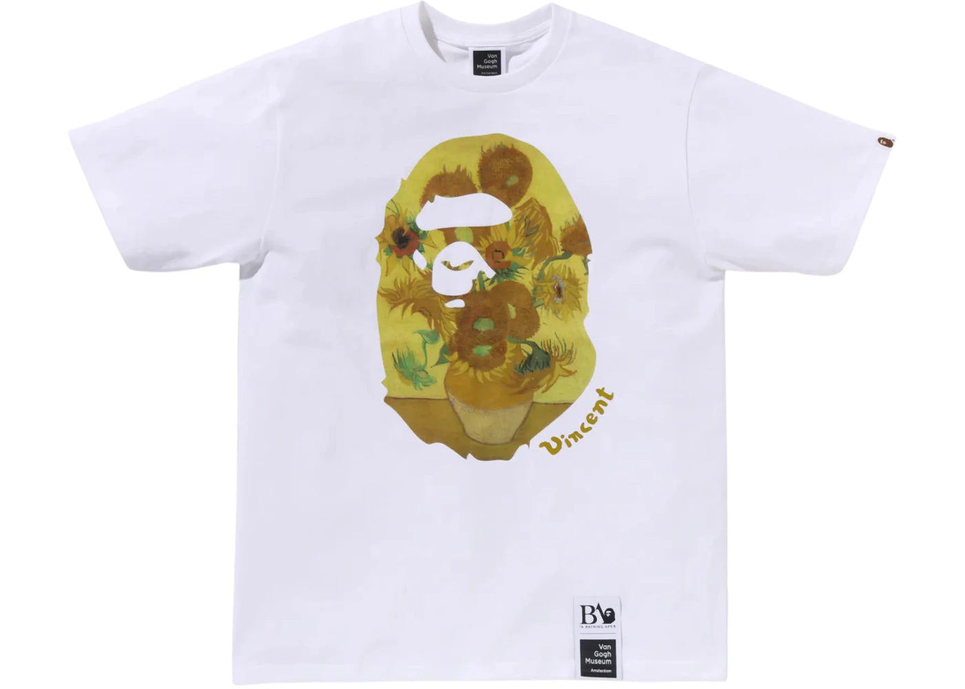 BAPE x Van Gogh Museum Ape Head Canvas Art V Tee White