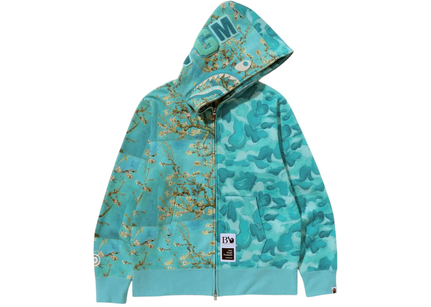 BAPE x Van Gogh Museum Shark Full Zip Hoodie Sax