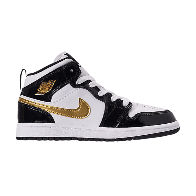 Jordan 1 Mid Patent Black White Gold (PS)