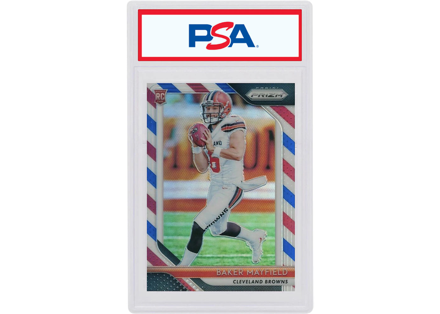 Baker Mayfield 2018 Panini Prizm Rookie Red/White/Blue #201 (PSA or BGS Graded)