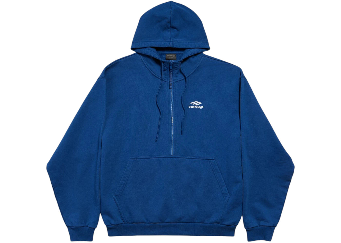 Balenciaga 3B Sports Icon Half-Zip Fleece Hoodie Light Marine Blue