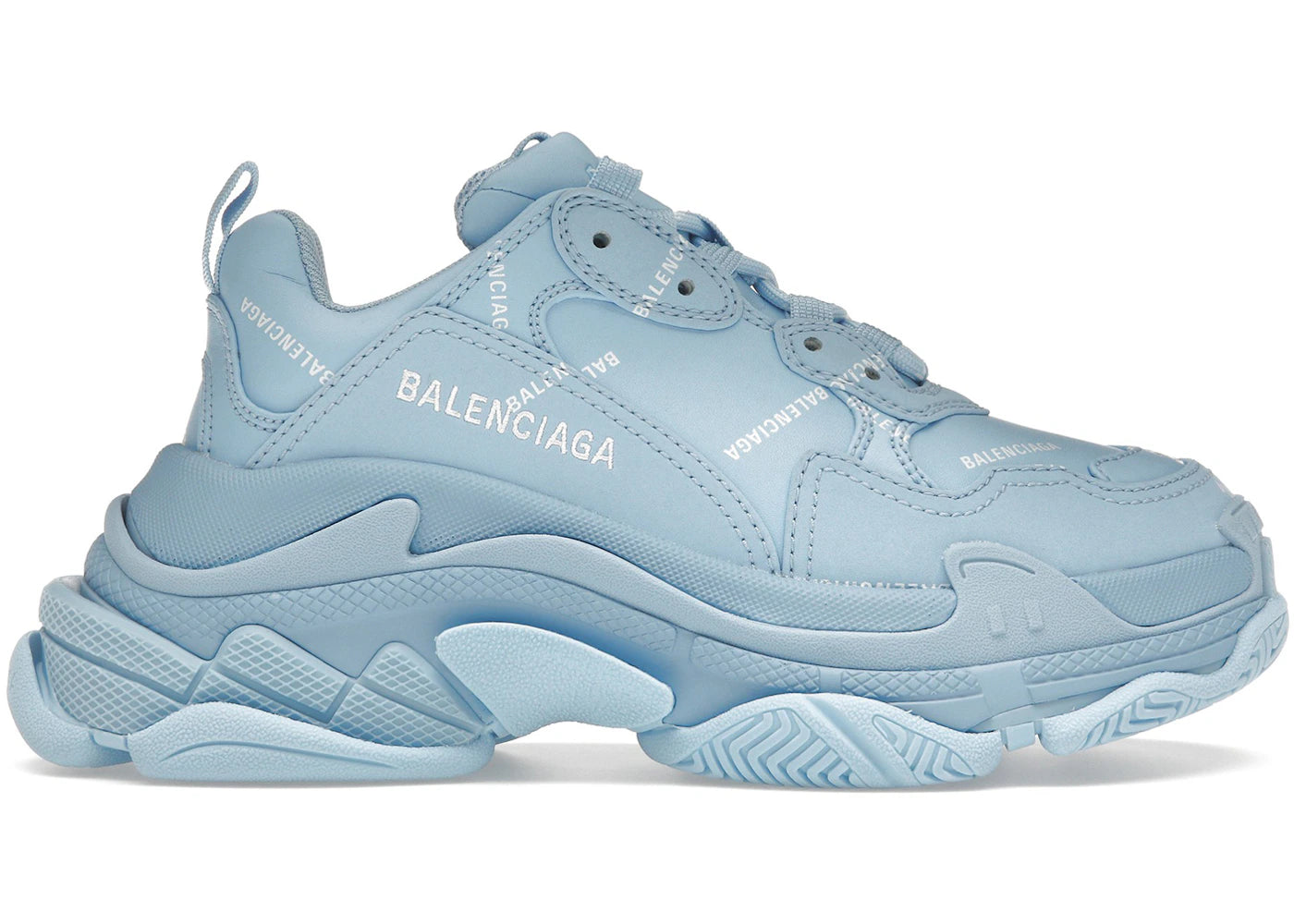 Balenciaga All Over Logo Triple S Blue Grey (Women's) – Side Kicks