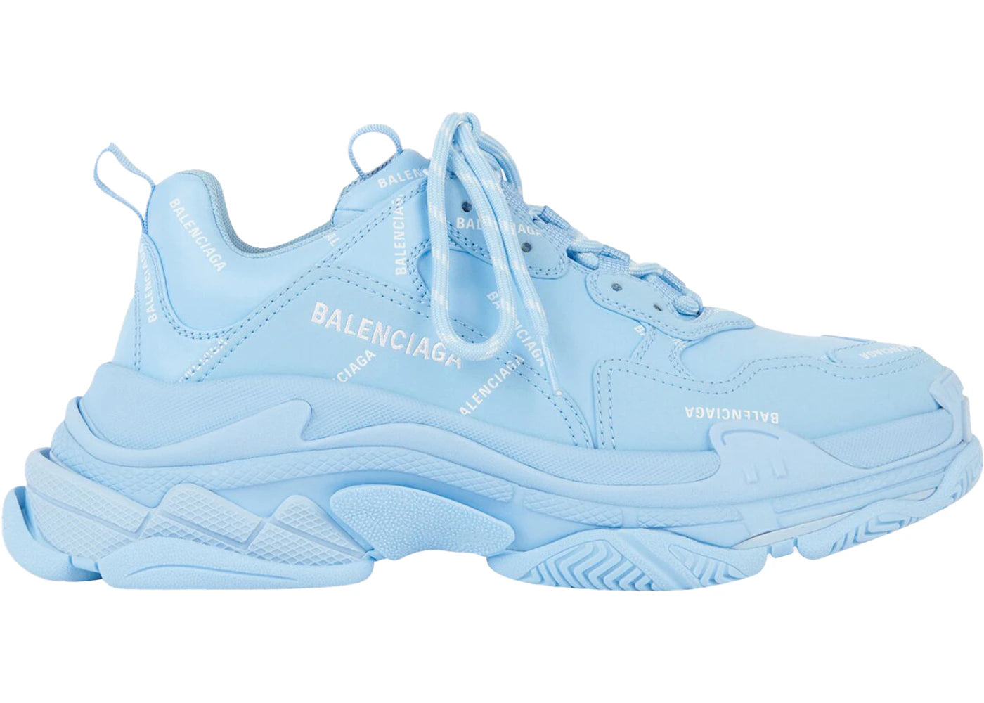 Balenciaga All Over Logo Triple S Blue Grey Black