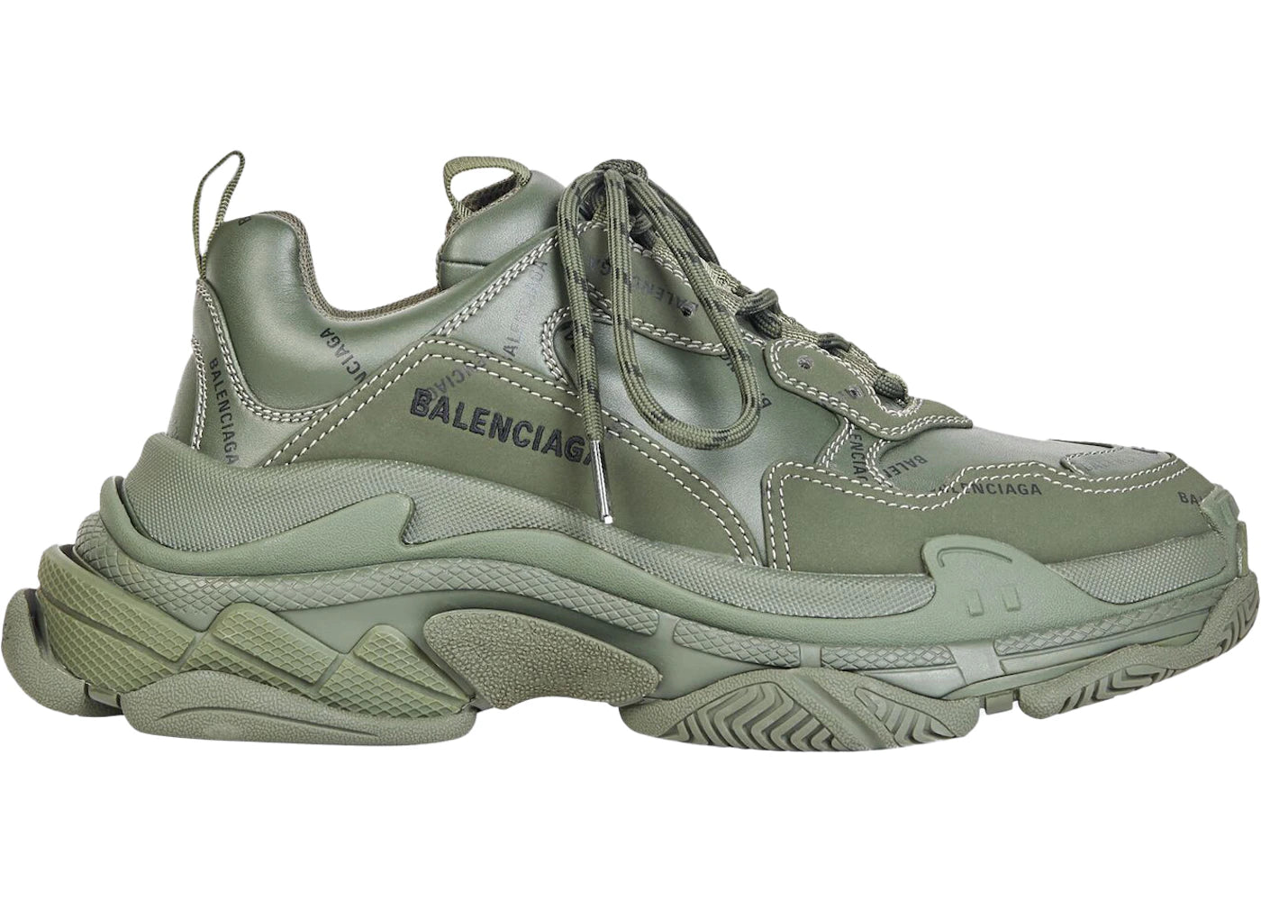 Balenciaga All Over Logo Triple S Green Black