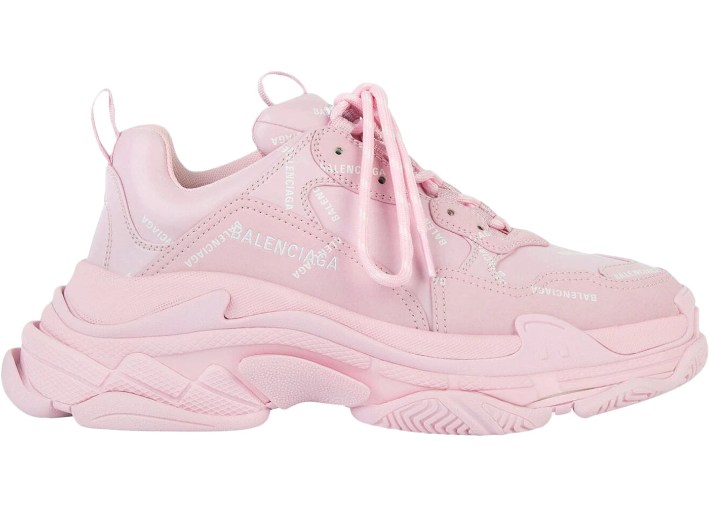 Balenciaga All Over Logo Triple S Pink White