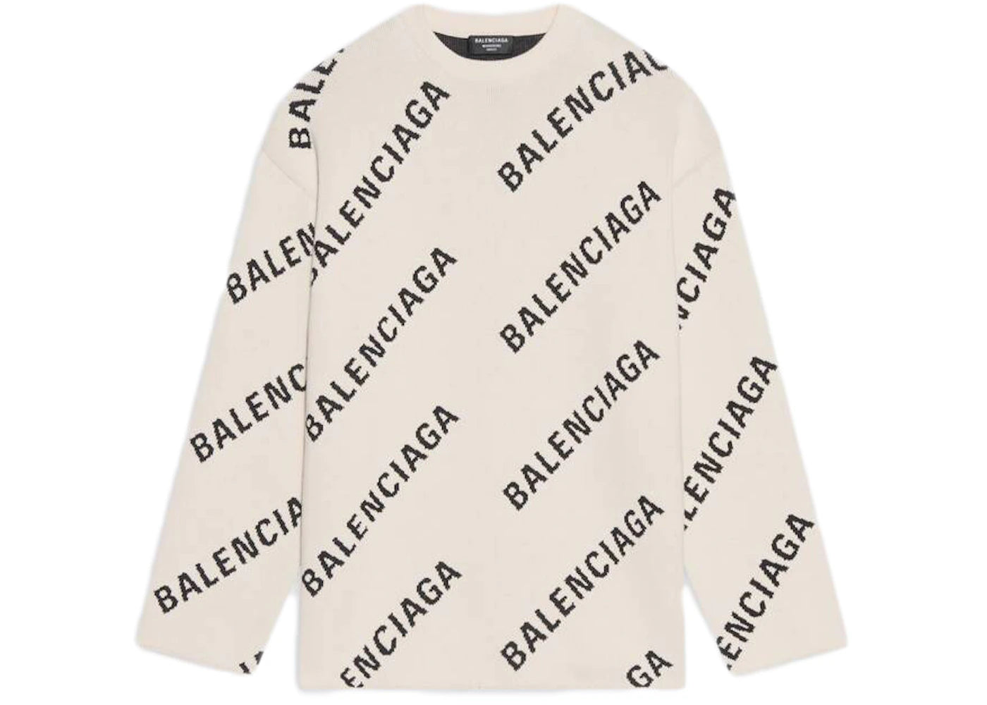 Balenciaga Allover Logo Crewneck White