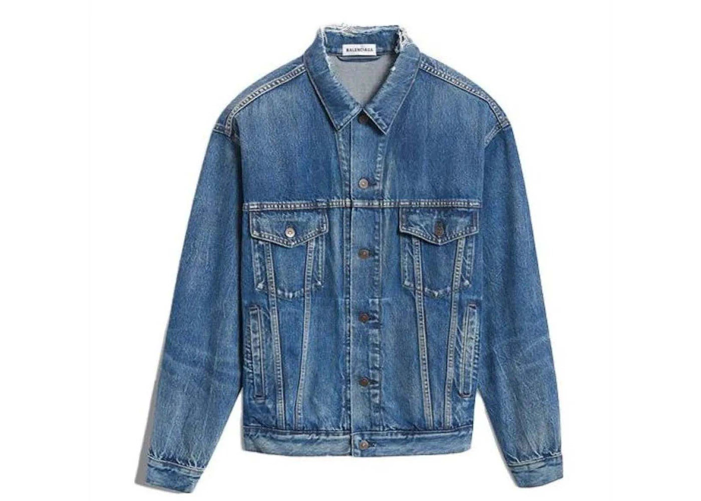 Balenciaga Logo Denim Jacket Blue