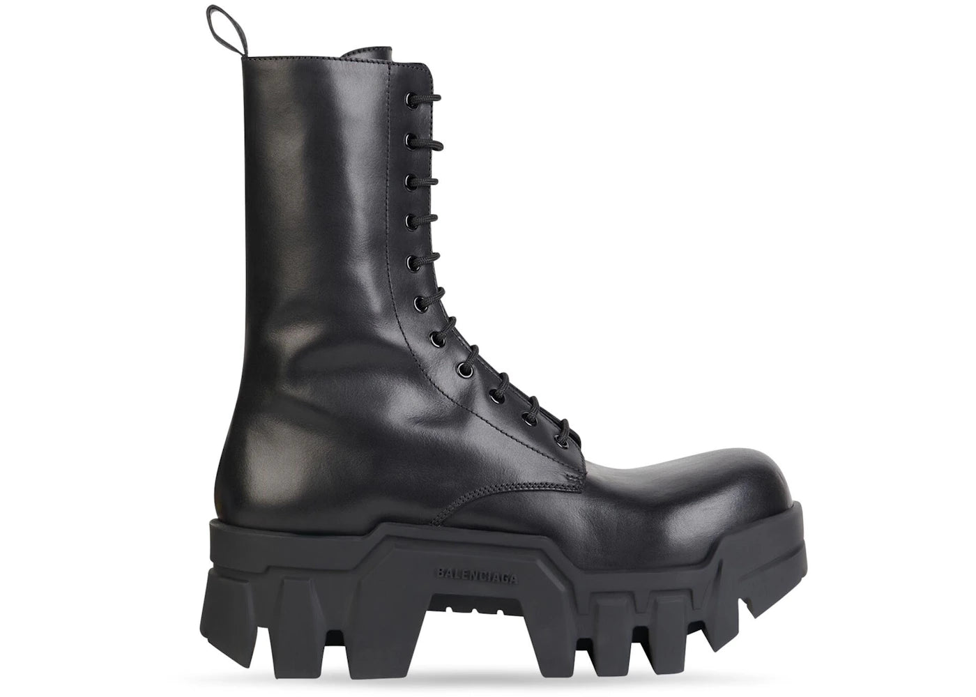 Balenciaga Bulldozer Laceup Boot Black Calfskin