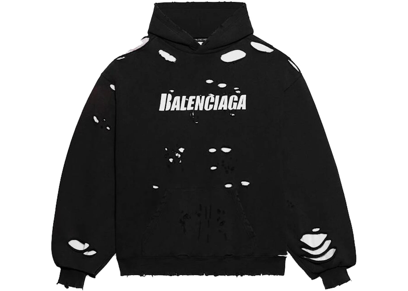 Balenciaga Caps Destroyed Hoodie Black/White