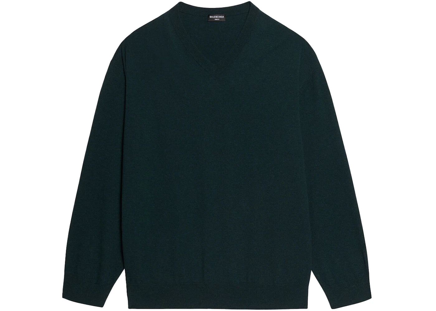 Balenciaga Cashmere V-Neck Oversized Top Dark Green