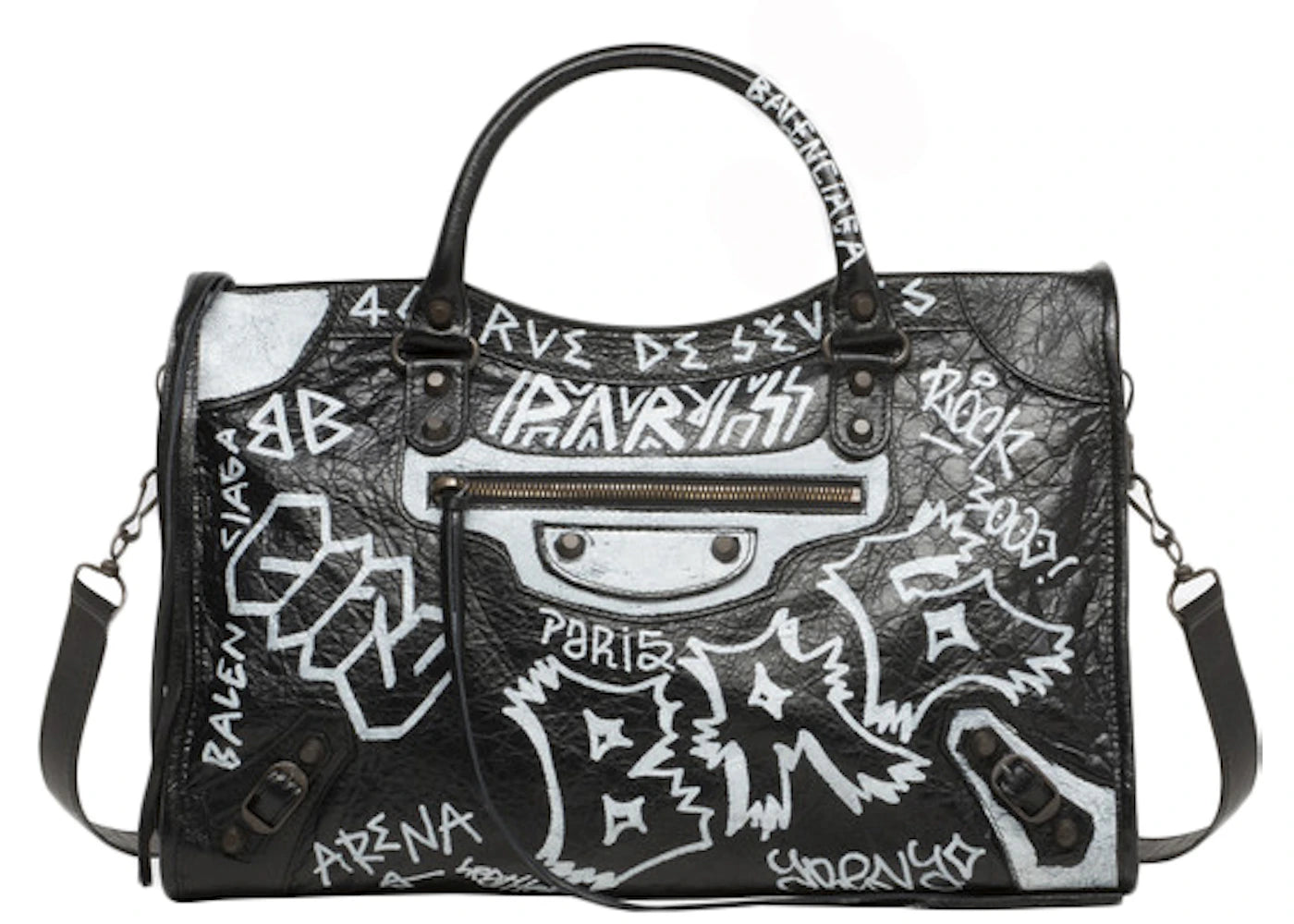 Balenciaga Classic City Graffiti Medium Black/White