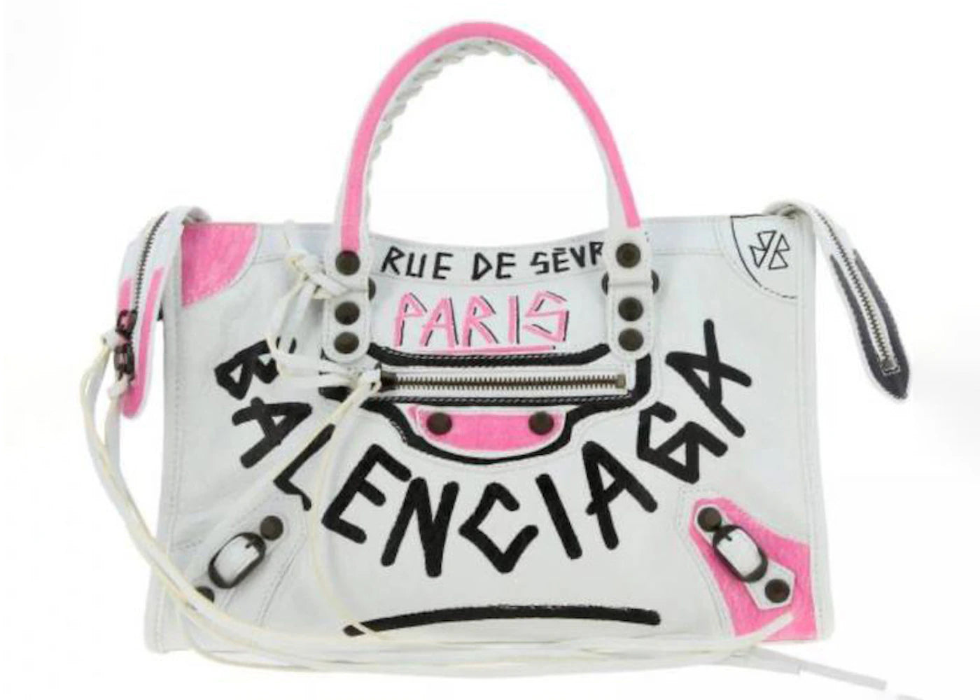 Balenciaga Classic City Graffiti Shoulder Bag White