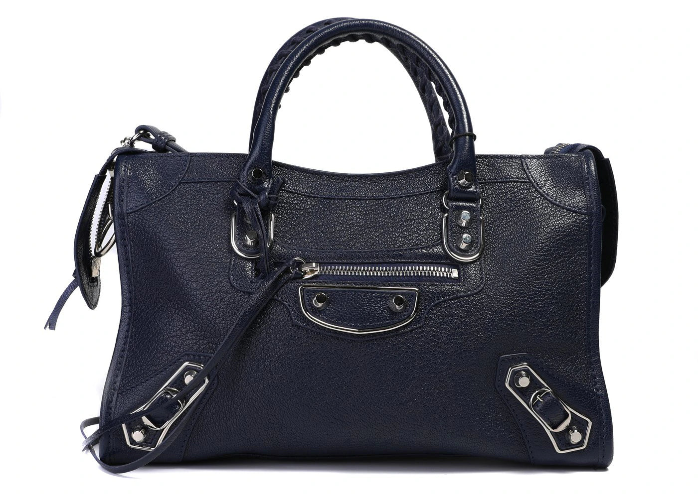 Balenciaga Classic Metallic Edge City Shoulder Bag Small Navy