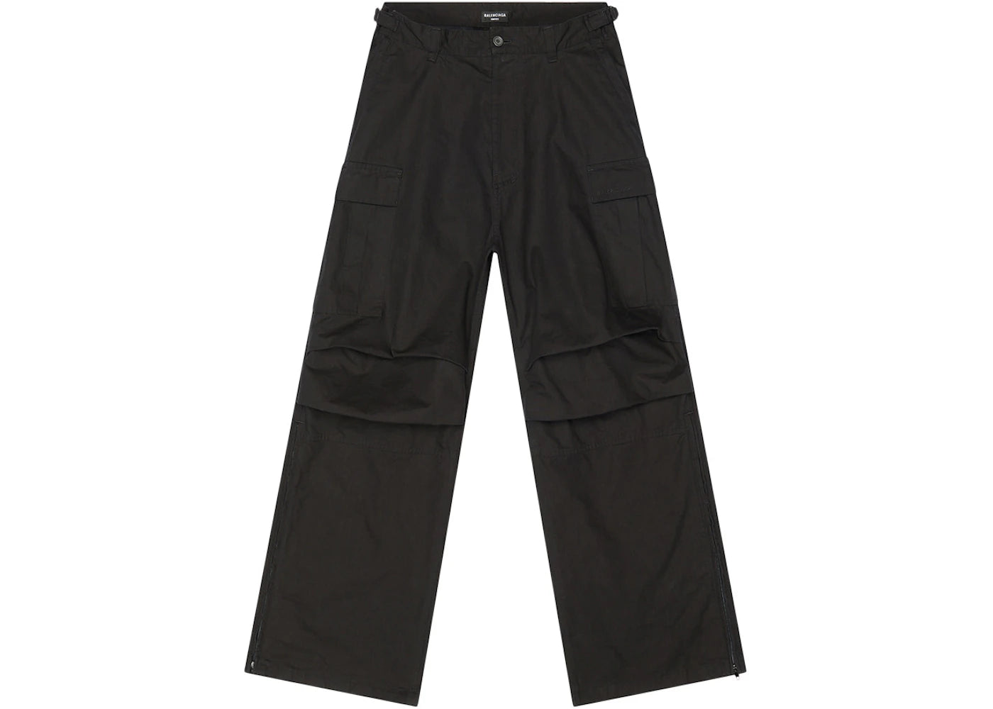 Balenciaga Cotton Ripstop Pulled Cargo Large Fit Pants Black