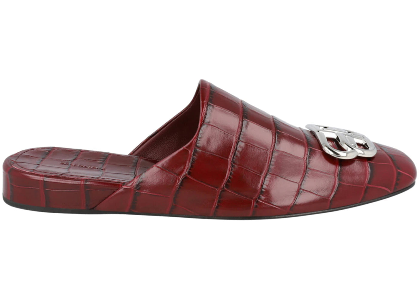 Balenciaga Croc Embossed Leather Cosy BB Mule Dark Red (Women's)