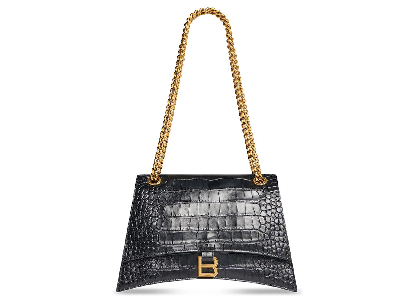 Balenciaga Crush Crocodile Medium Chain Bag Black