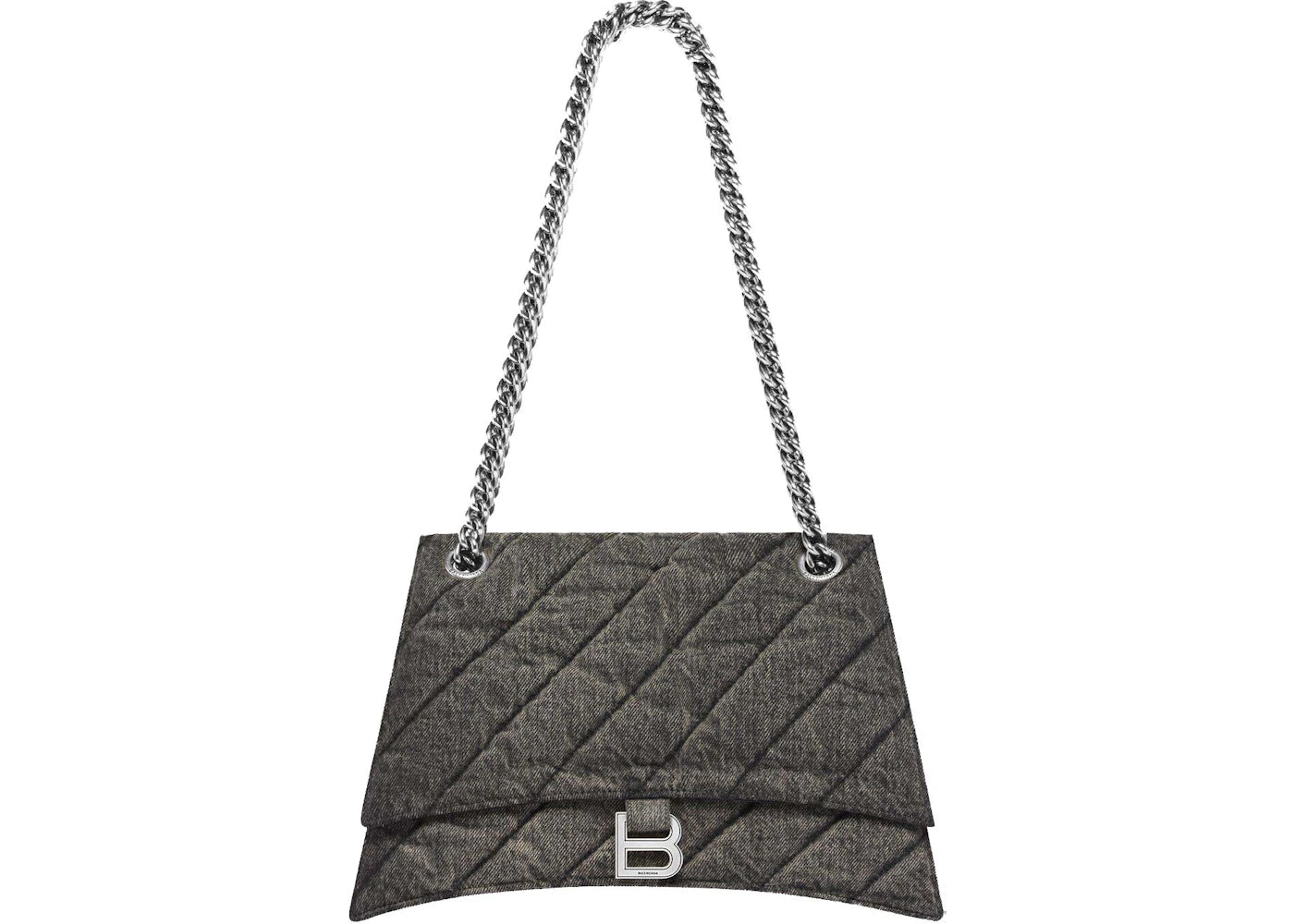 Balenciaga Crush Medium Chain Bag in Quilted Denim Black