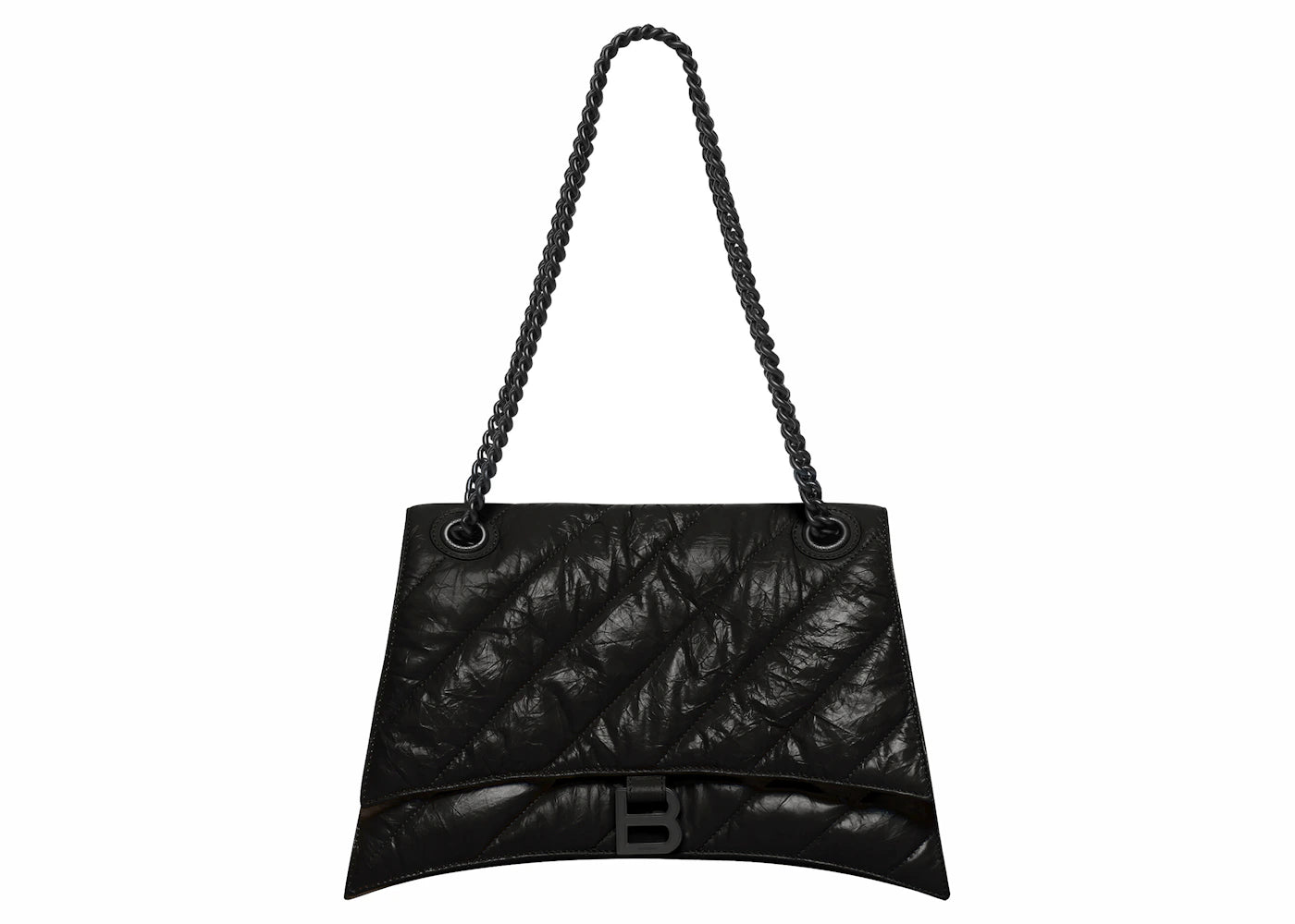 Balenciaga Crush Medium Chain Quilted Bag Black