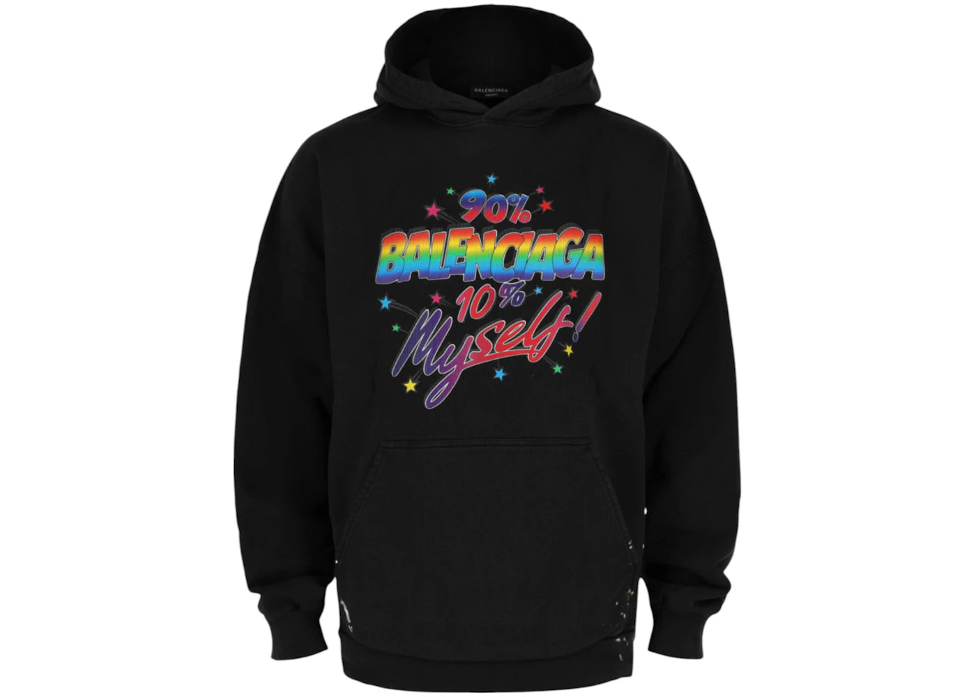 Balenciaga Distressed Graphic Hoodie Washed Black