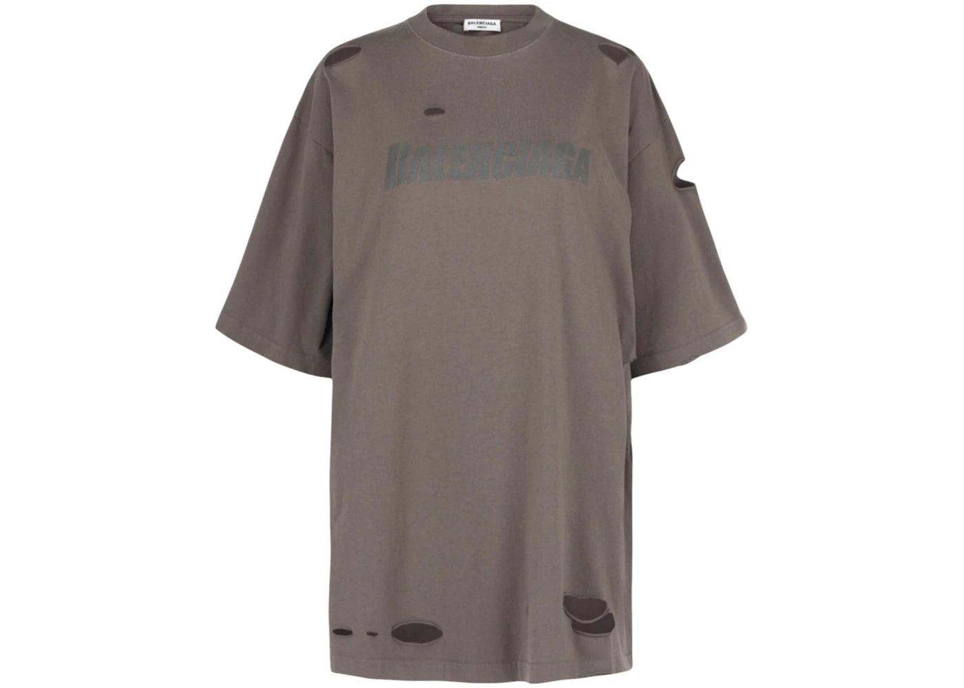 Balenciaga Distressed Graphic T-Shirt Taupe