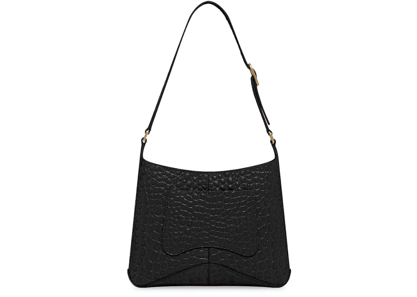 Balenciaga Hobo Shoulder Bag XX Small Crocodile Embossed Black