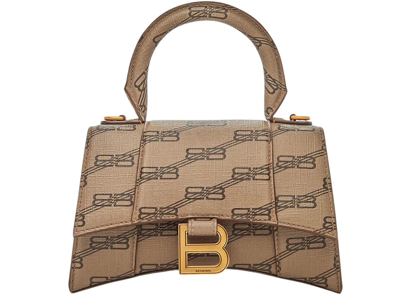 Balenciaga Hourglass Handbag XS BB Monogram Beige/Brown