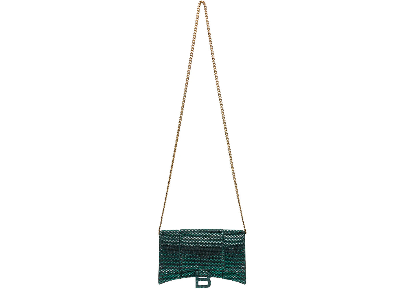 Balenciaga Hourglass Hangbag With Rhinestones Green