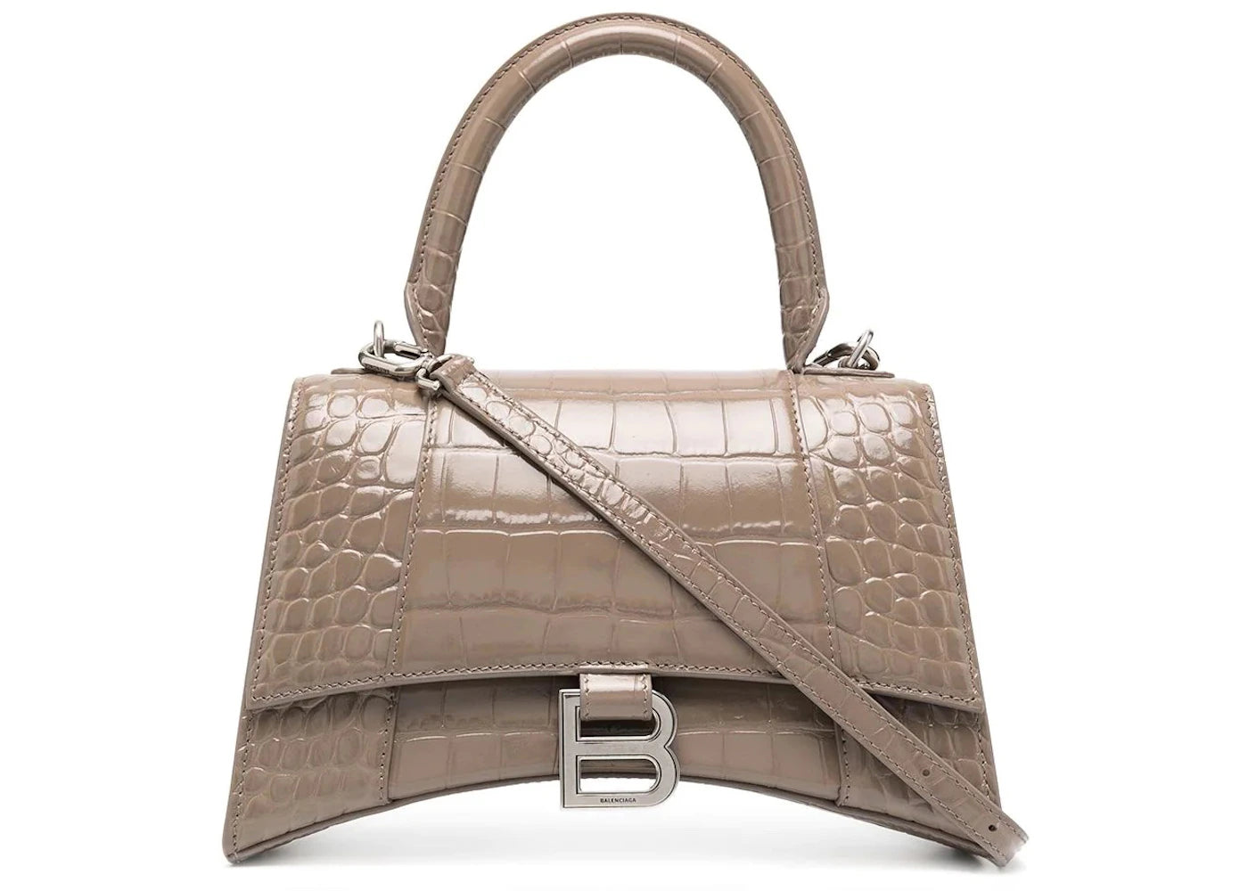 Balenciaga Hourglass S Top Handle Tote Bag Beige