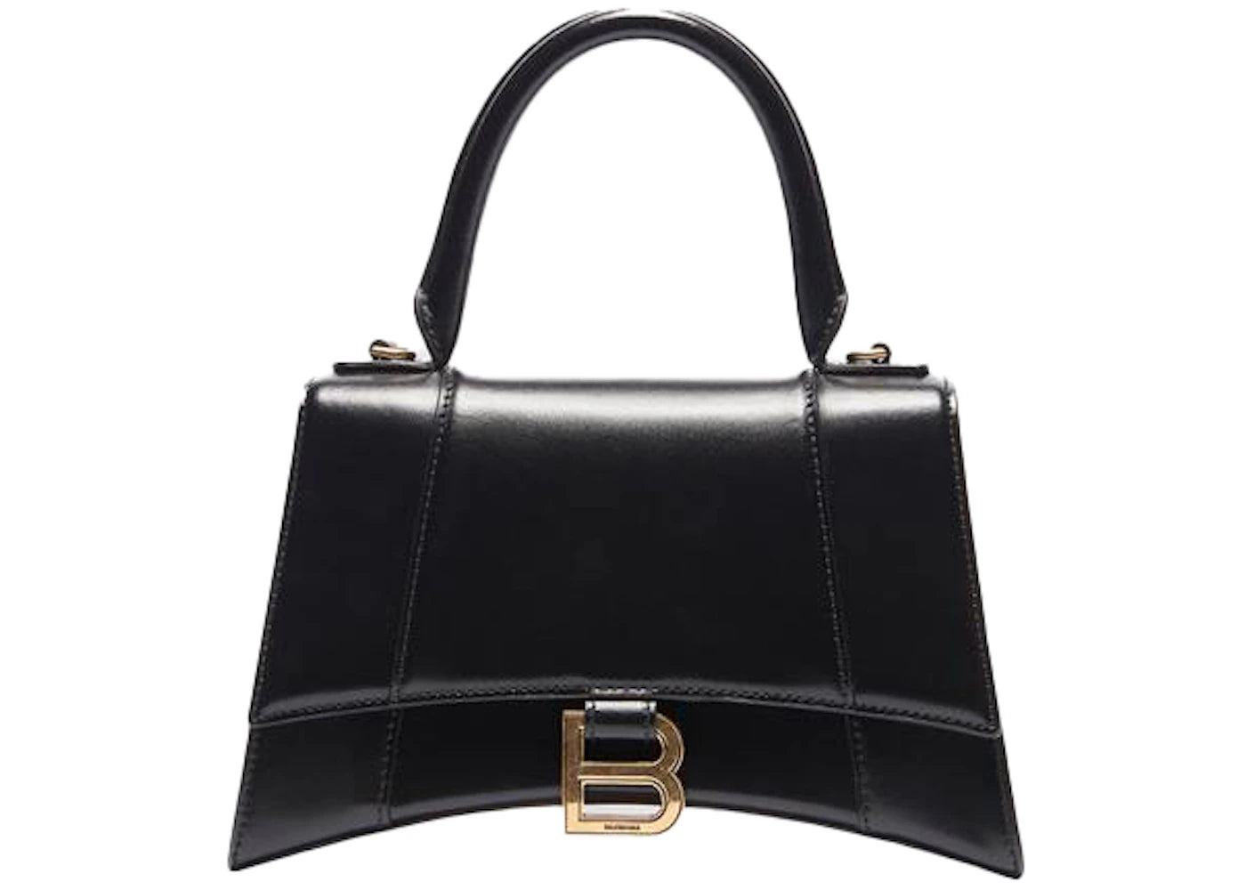 Balenciaga Hourglass Top Handle Bag Small Shiny Box Black