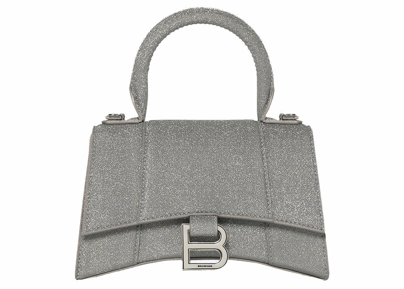 Balenciaga Hourglass Top Handle Bag XS Sparking Material Gray