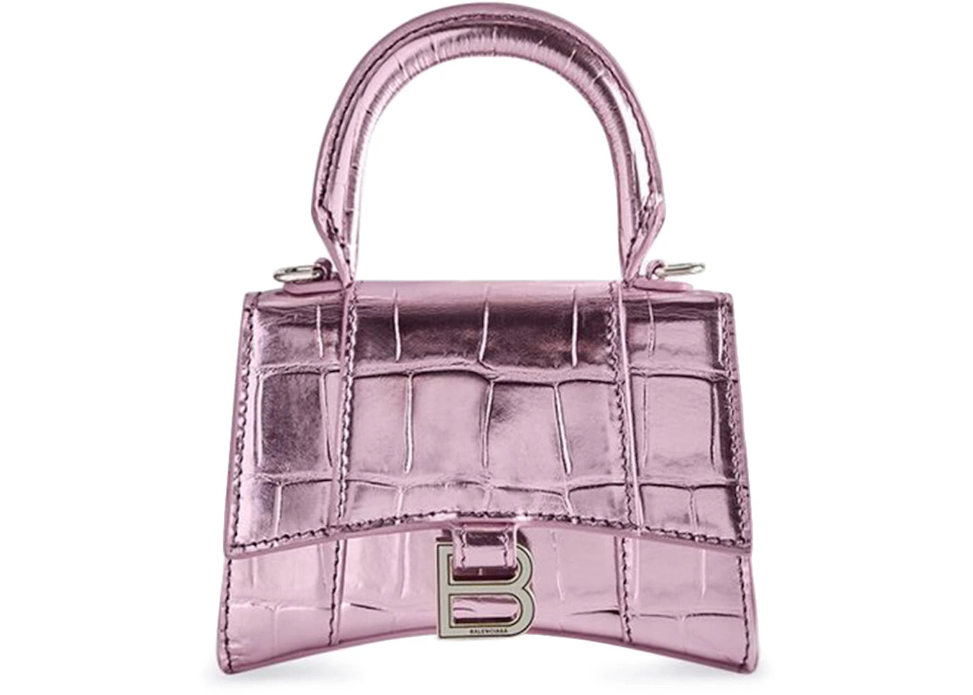 Balenciaga Hourglass Top Handle Mini Pink Metallized