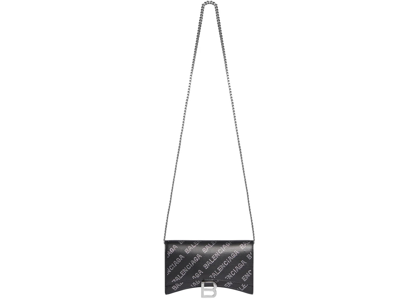 Balenciaga Hourglass Wallet On Chain With Rhinestones Black
