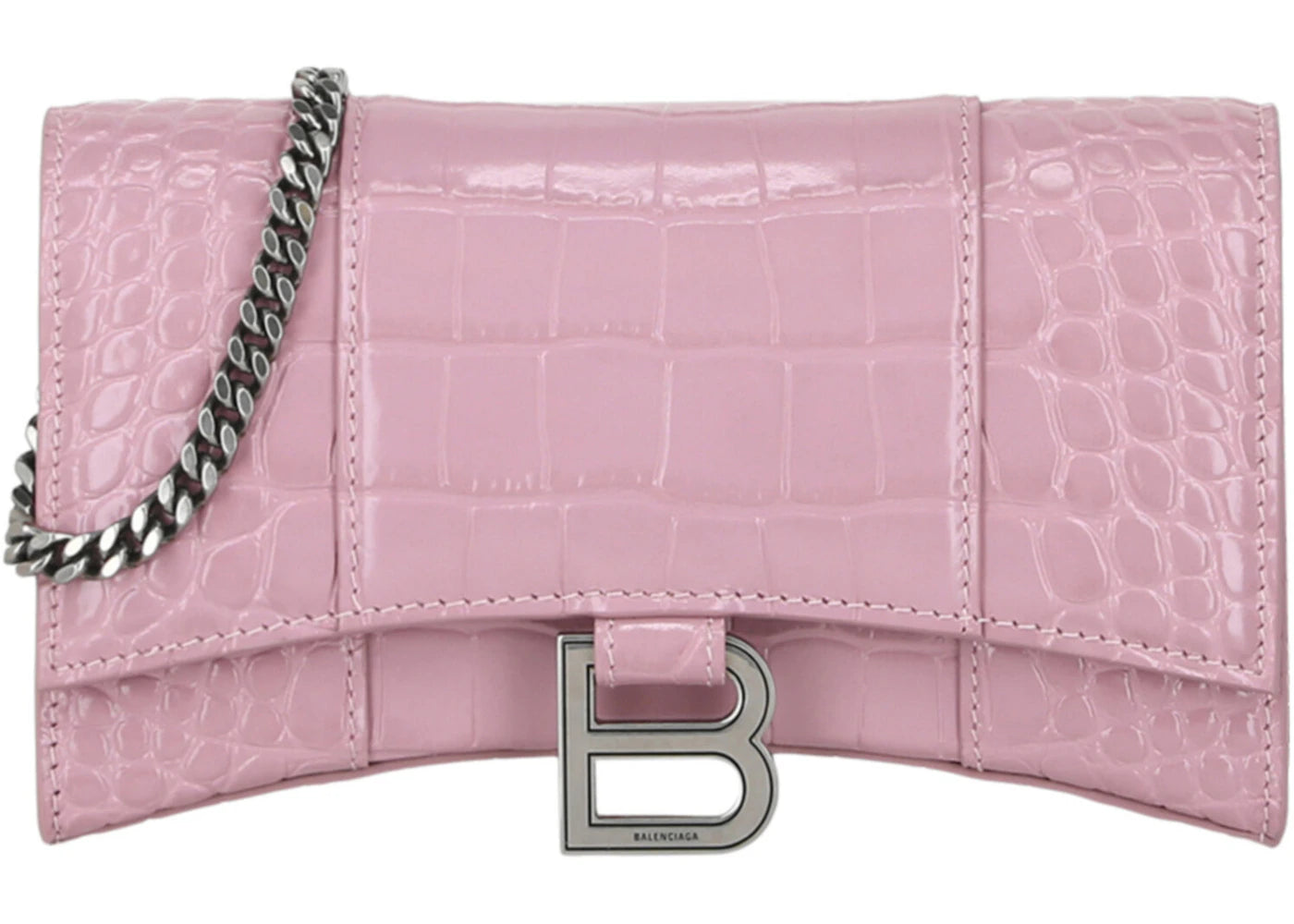 Balenciaga Hourglass Wallet With Chain Pink