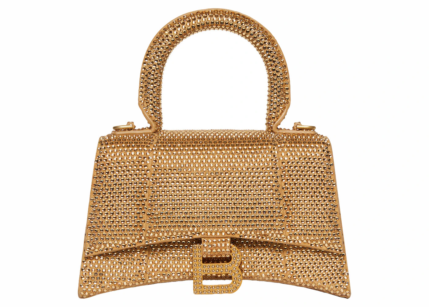 Balenciaga Hourglass XS Handbag With Rhinestones Gold