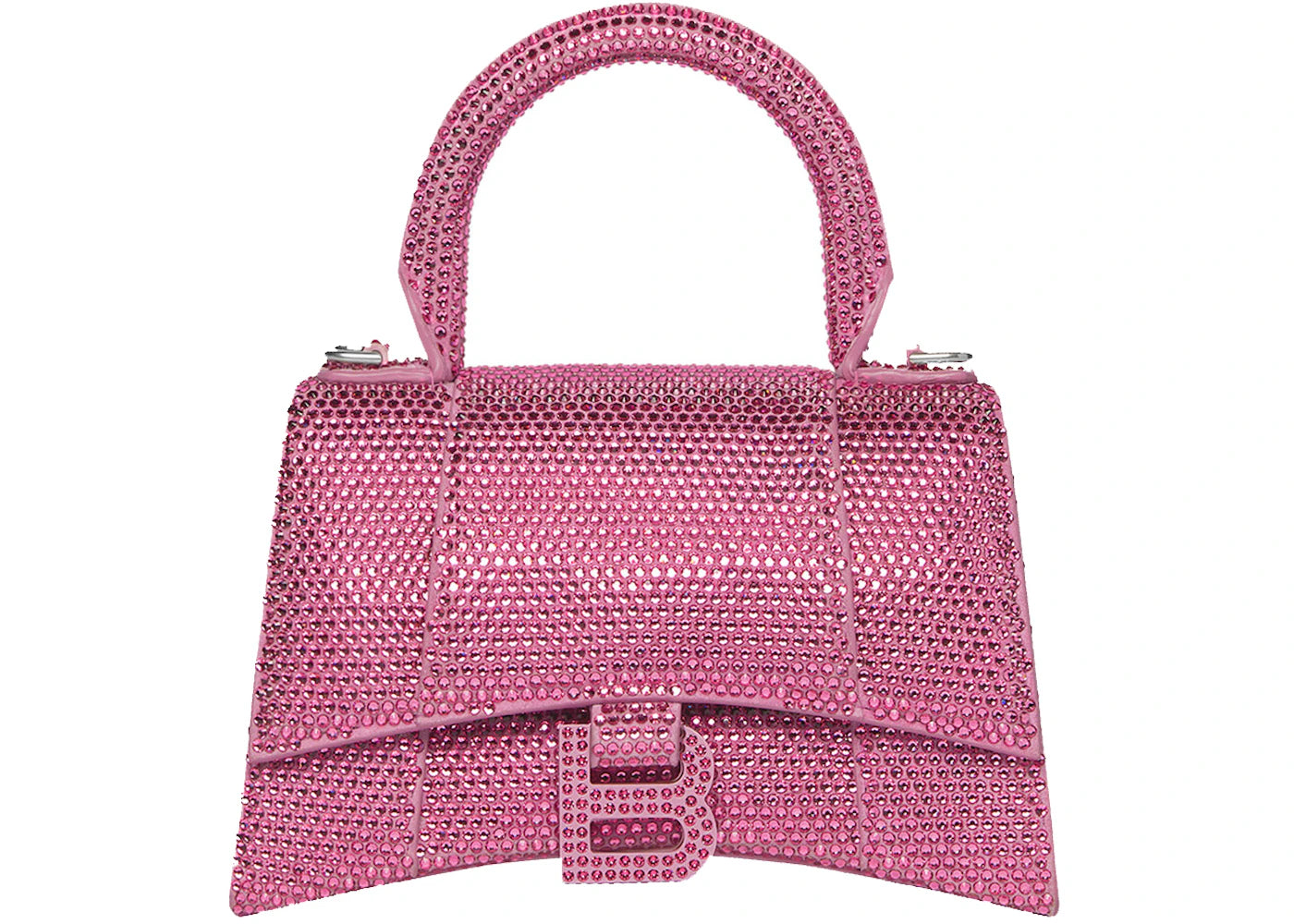 Balenciaga Hourglass XS Hangbag With Rhinestones Pink