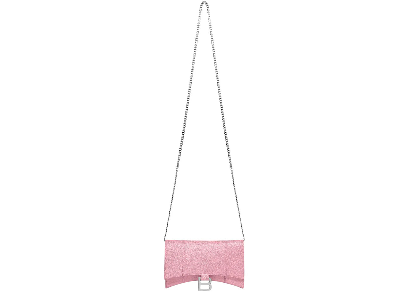Balenciaga Hourglass XS Wallet On Chain In Sparkling Fabric Pink