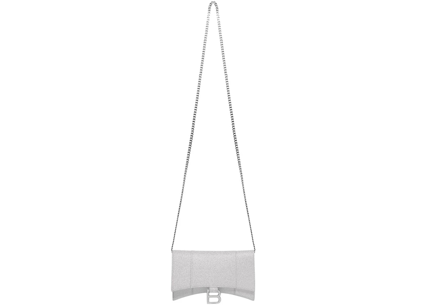 Balenciaga Hourglass XS Wallet On Chain In Sparkling Fabric Silver