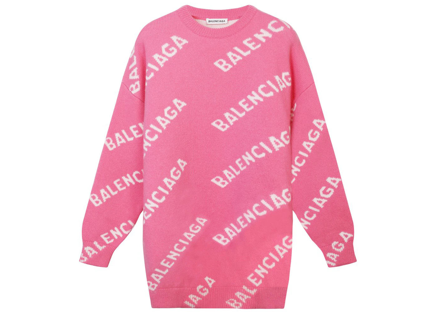 Balenciaga Intarsia Logo Crewneck Pink