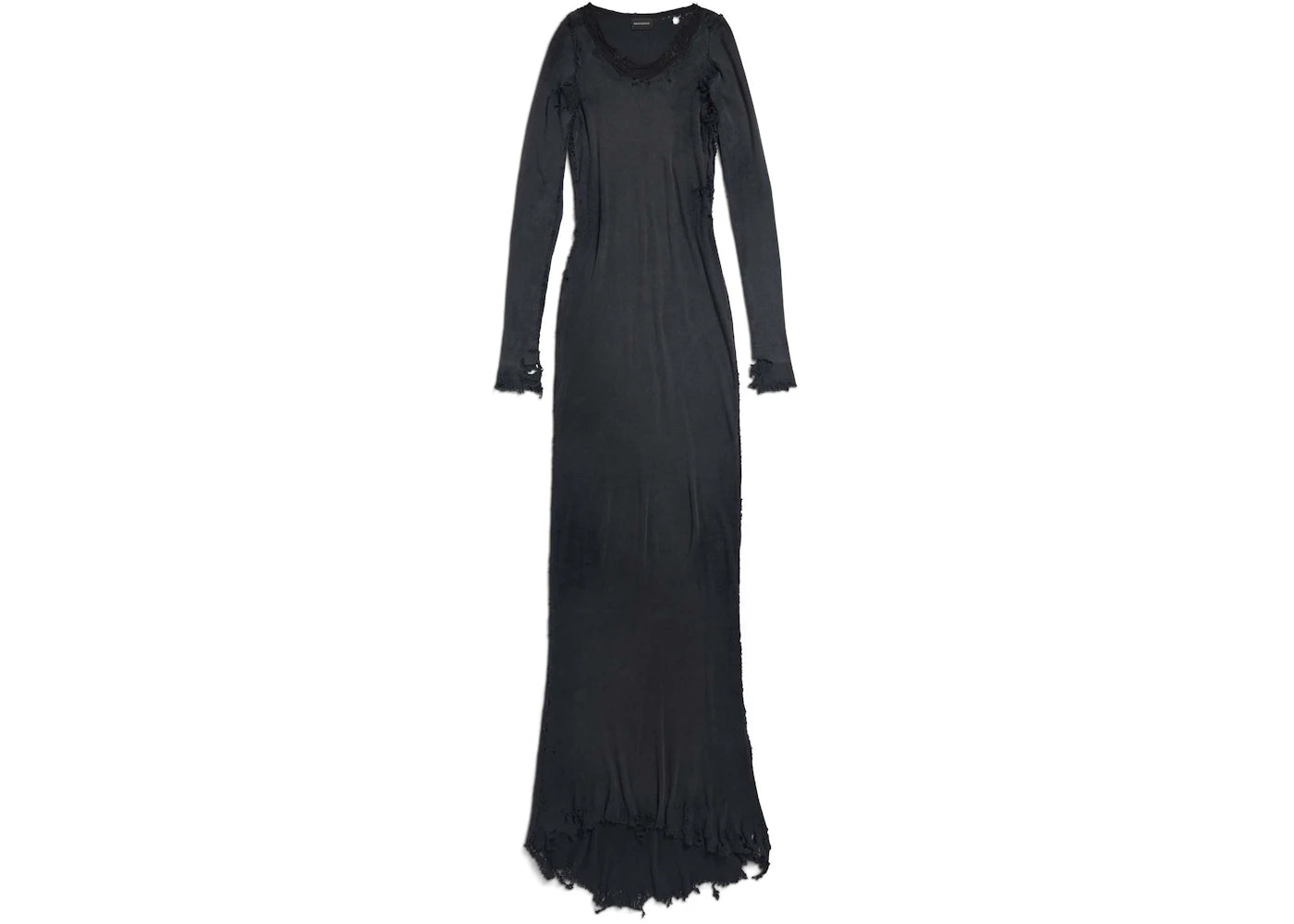Balenciaga LS Distressed Maxi Dress Washed Black